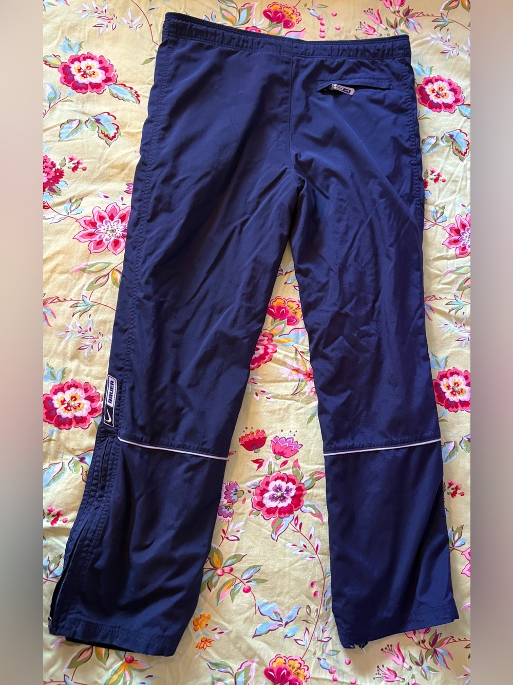 Nike Bauer Y2K Cloth Lined Nylon Track Windbreaker Warmup Hockey Pants Small EUC